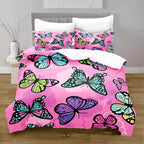 3D Digital Printing Butterfly Pattern Brushed Quilt Cover Pillowcase Bedding Set Pi-Mart