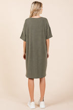 Urban Rib Knit Short Sleeve Tee Dress For Women – Comfortable, Trendy, Chic & Versatile Dress for Casual Occasions Stevvex