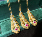 Light Luxury 925 Silver Brushed Feather Pendant Necklace Pi-Mart