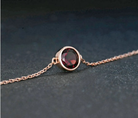 Sterling Silver Color Jewelry Natural Garnet Rose Gold Bracelet