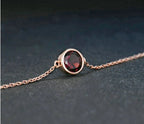 Sterling Silver Color Jewelry Natural Garnet Rose Gold Bracelet