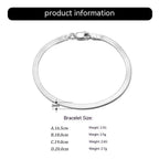 S925 Sterling Silver Bracelet Flat Snake Bone Pi-Mart