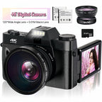 4K 48MP 16X Autofocus Digital Camera for Photography and Video, WiFi Enabled, 3" 180° IPS Flip Screen, Anti-Shake, Compact Vlogging Camera with 32GB Card and 2 Batteries Lootquake LLC