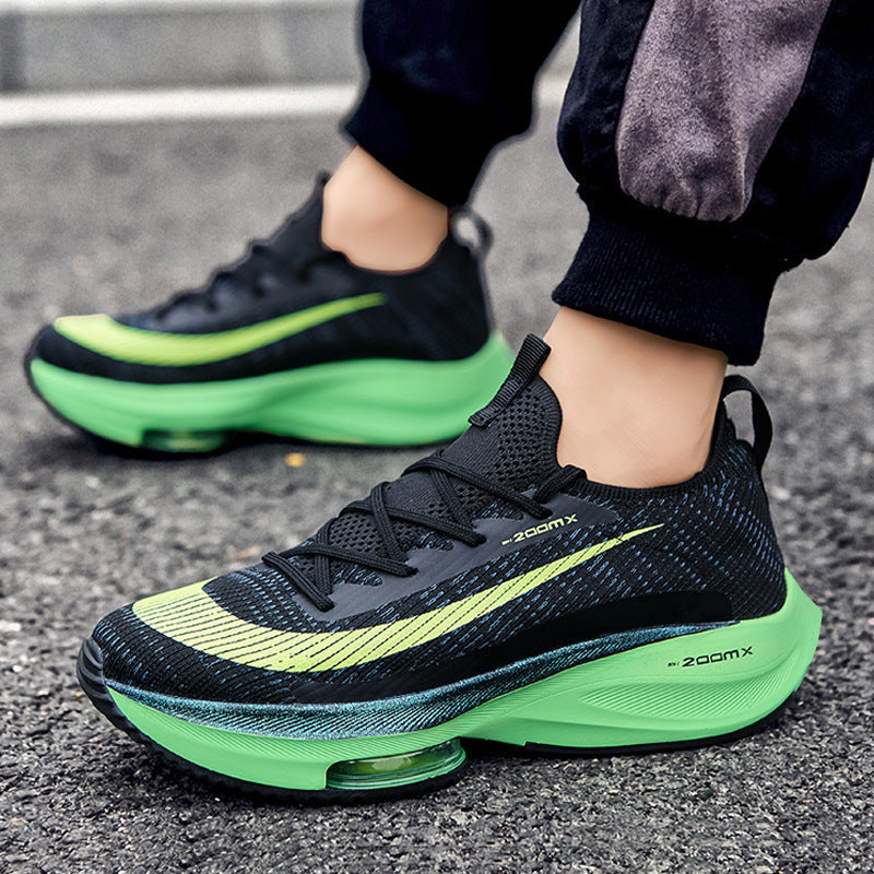 Air Cushion Sports Shoes Men Personalized Fashion Breathable Lace Up Knit Sneakers Casual Outdoor Running Walking Shoes Pi-Mart