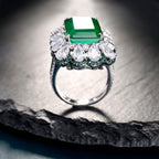 Frosty Sterling Silver Emerald Ring Pi-Mart