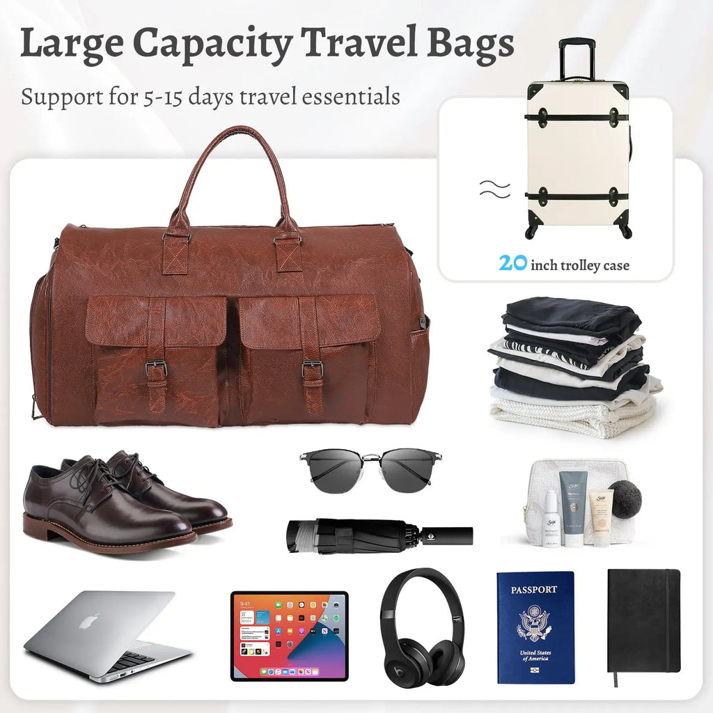 Large Capacity Men's Leather Suit Storage Bag - SJB-DIAMOND ELITES