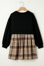Vintage Plaid Round Neck Long Sleeve Mini Dress Cozy & Stylish Dress Retro Design Dress For Party Stevvex