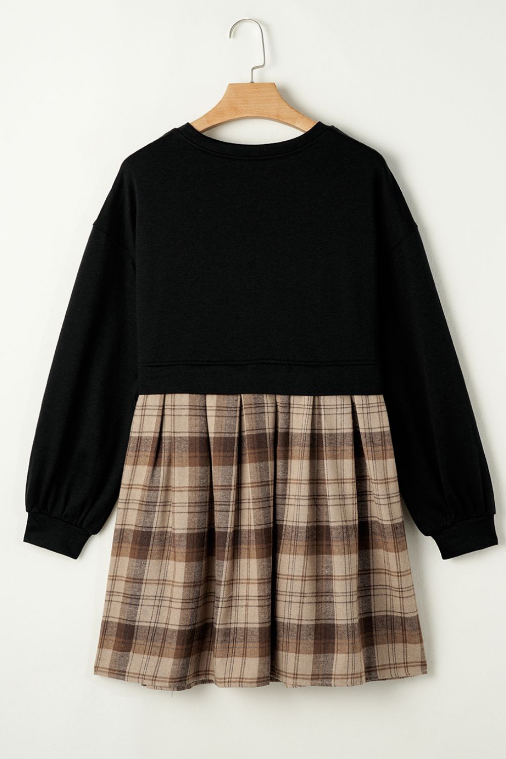 Vintage Plaid Round Neck Long Sleeve Mini Dress Cozy & Stylish Dress Retro Design Dress For Party Stevvex