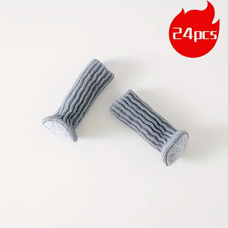24pcs Cloth Table And Chair Leg Socks Woolen High Elastic Floor Protectors Non Slip Chair Leg Feet Socks Covers Furniture Caps Set, Fit Diameter From, Knitted Furniture Pads Lootquake LLC