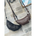 Genuine leather sheepskin croissant, moon bag, shoulder crossbody bag, dumpling bag, soft leather women's leisure bag, - SJB-DIAMOND ELITES