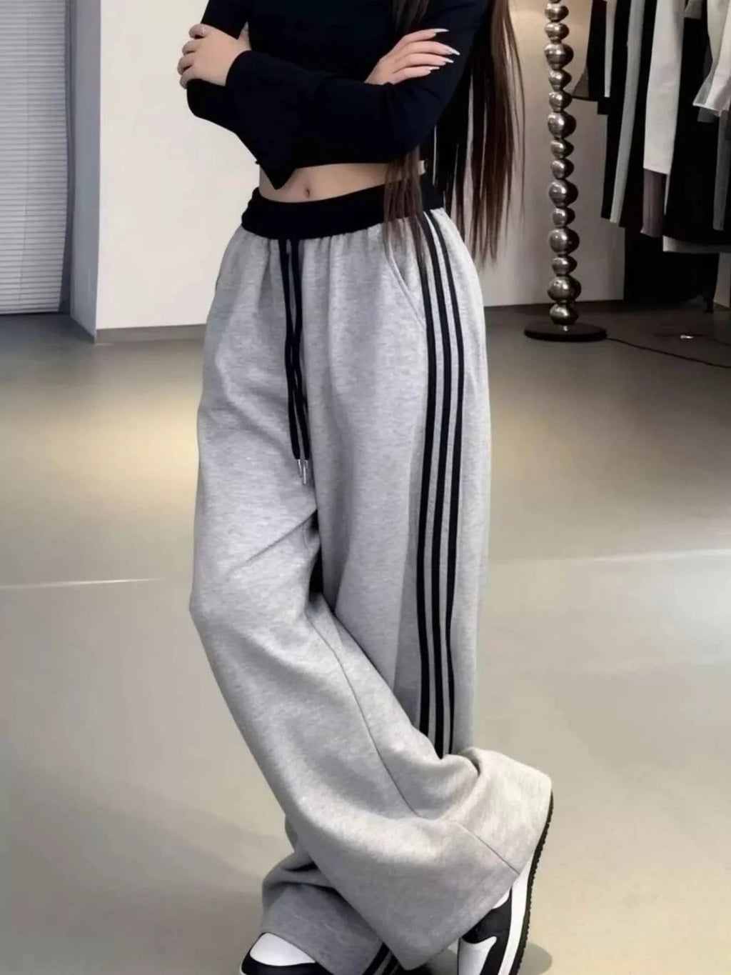 Casual Loose Fit Striped Pants THRIXINE