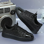 Glitter Sequin Design Flats Shoes Women Trendy Casual Thick-soled Lace-up Sneakers Fashion Skateboard Shoes Pi-Mart