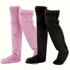 Cozy Couple's Thigh-High Fuzzy Socks - Warm, Durable Knit Over-The-Knee Stockings, Easy-Care Solid Hosiery Lootquake LLC