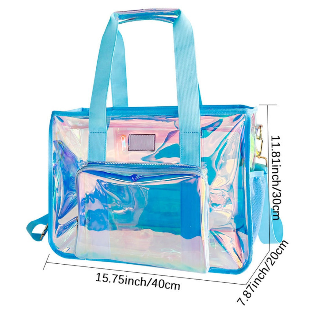 PVC Symphony translucent beach bag, Portable tote bag for going out, Transparent tote purse for sports, clear bag for stadium events - SJB-DIAMOND ELITES