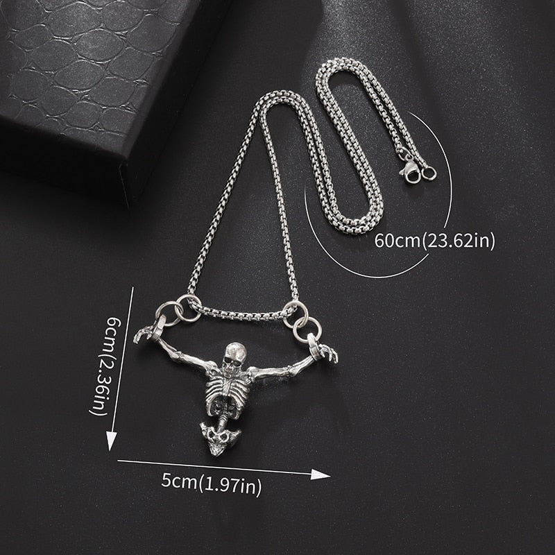 Crucifixion Skull Pendant Necklace Pi-Mart