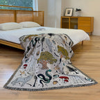 1pc Woven Double-sided Multifunctional Blanket Bohemian Tapestry Hippie Room Decoration Abstract Animals Plants Blanket Tassel Woven Blanket Sofa Blanket Outdoor Hiking Backpack Beach Travel Decoration Blanket Woven Picnic Bl Lootquake LLC