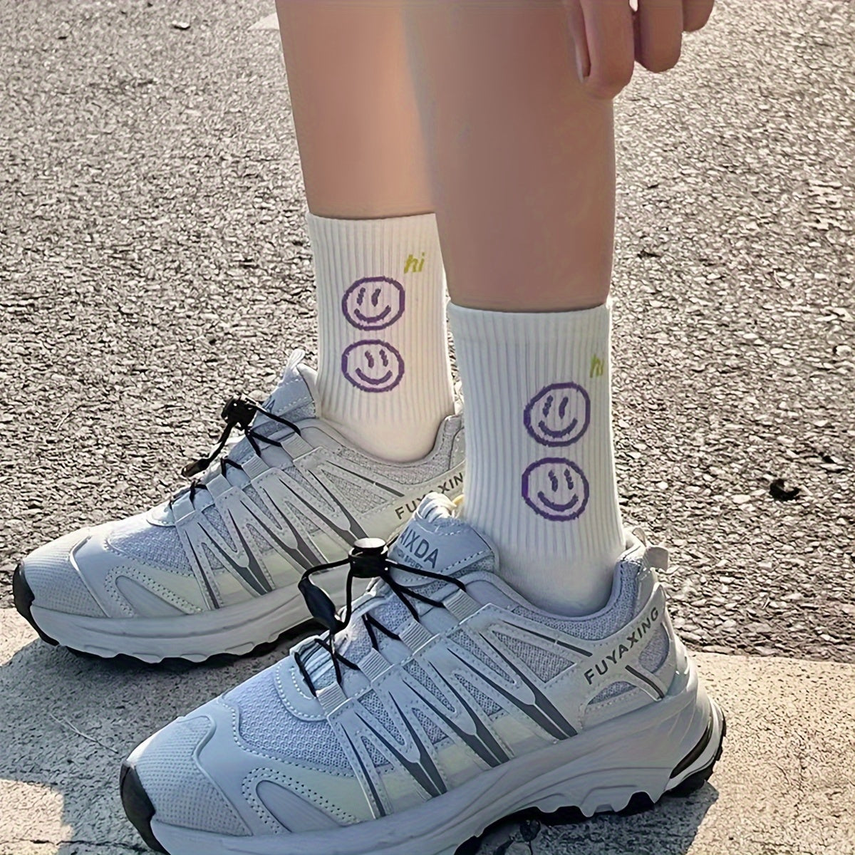 4 Pairs Fashionable Letter Graphic Socks - Womens Athletic Mid-Calf Stockings - Soft, Breathable & Trendy Designs for Everyday Wear Lootquake LLC