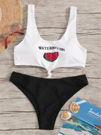 Beach Bikini Woman Lace Up Tie Strapless Leopard Swimsuit  Women's Halter Bikini V Cut Bottom Lace Up Two Piece Swimsuits Female Push Up Ruffled Bow Bathing Suit Thong Swimwear Stevvex