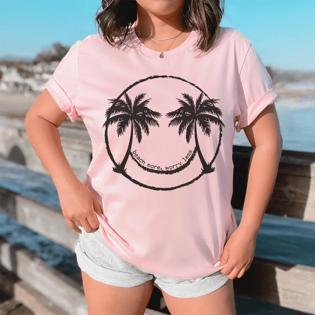 Beach More Worry Less Tee Peachy Sunday