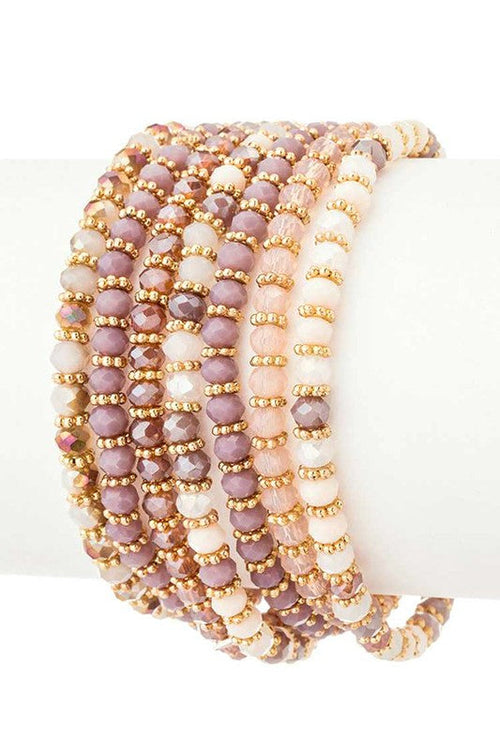 Beaded 7-Layer Stretch Bracelet Stack Multicolor Gold