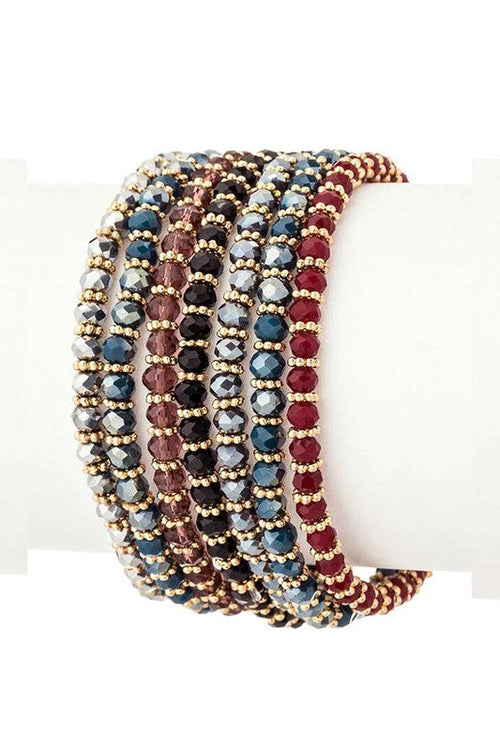 Beaded 7-Layer Stretch Bracelet Stack Multicolor Gold