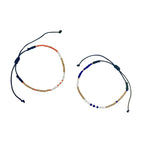 Beaded Bracelet Set Of 2 Adjustable Glass Bead Cotton Thread Layering Bracelets BandsCo Straps