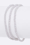 Beaded Stretch Bracelet White Glass Beads Gold Accent
