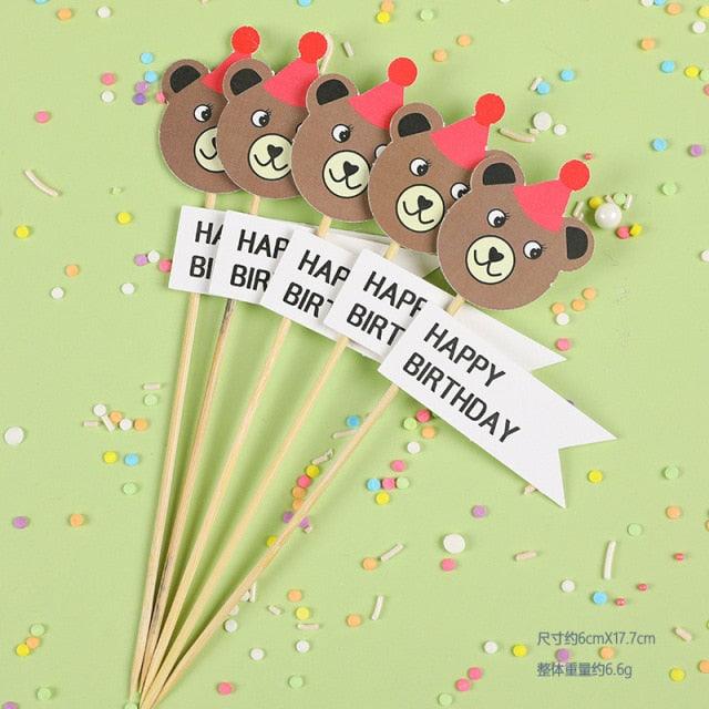 Bear Candle Birthday Cake Props Topper Card Cute Fantasy Cup Dessert Smiley  Love Bear  Table Dress Up Cake Props Party Cake Decor Supplies Toppers Birthday Cupcake Topper Various Cake Decorations for Birthday Party Photo Prop Stevvex