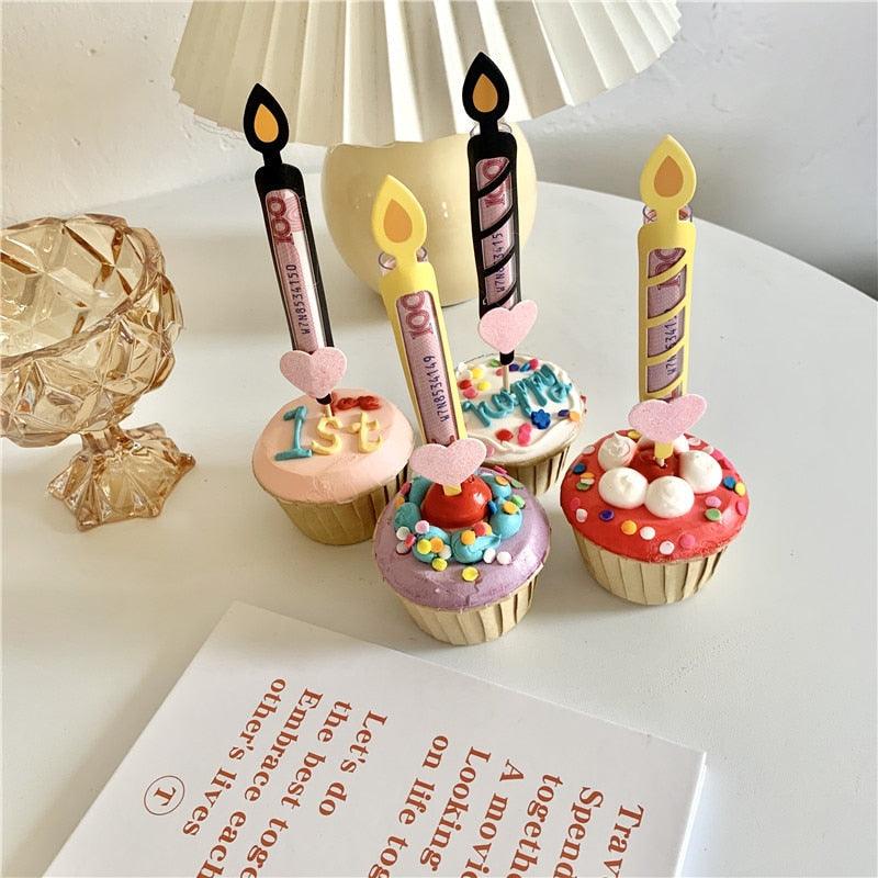 Bear Candle Birthday Cake Props Topper Card Cute Fantasy Cup Dessert Smiley  Love Bear  Table Dress Up Cake Props Party Cake Decor Supplies Toppers Birthday Cupcake Topper Various Cake Decorations for Birthday Party Photo Prop Stevvex