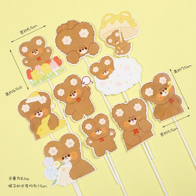 Bear Candle Birthday Cake Props Topper Card Cute Fantasy Cup Dessert Smiley  Love Bear  Table Dress Up Cake Props Party Cake Decor Supplies Toppers Birthday Cupcake Topper Various Cake Decorations for Birthday Party Photo Prop Stevvex