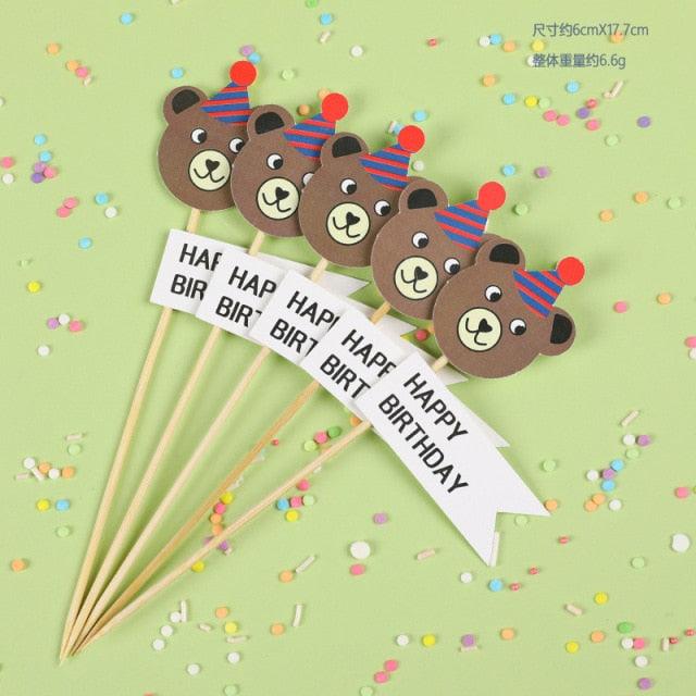 Bear Candle Birthday Cake Props Topper Card Cute Fantasy Cup Dessert Smiley  Love Bear  Table Dress Up Cake Props Party Cake Decor Supplies Toppers Birthday Cupcake Topper Various Cake Decorations for Birthday Party Photo Prop Stevvex