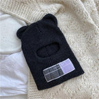 Bear Ears Balaclava Ladies 1 Hole Ski Mask Handmade Crochet Full Face Wooly Hat Cute Girl Winter Streetwear Warm Beanie Knitted Ski Full Face Covering Adult Winter Balaclava for Outdoor Sports Weather Balaclava Ski Mask for Men Windproof Thermal Beanie Stevvex