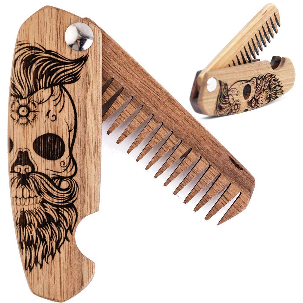 Wooden Beard Comb – Sugar Skull - SJB-DIAMOND ELITES