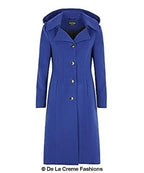 Wool Blend Hooded Mid Length Coat (1704)