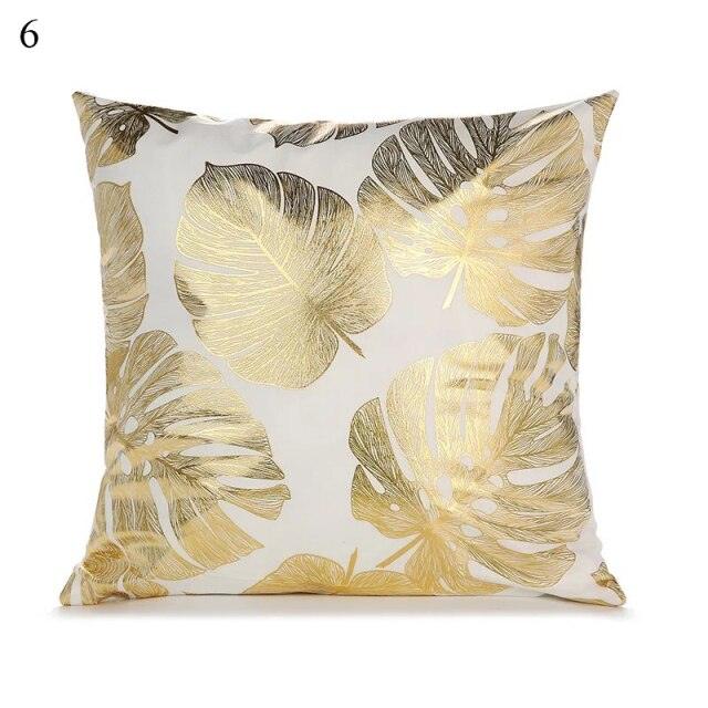 Beautiful Gold Print Pillow Cover Home Cotton Modern Decorative Pillowcase Gold Cushion Cases Decorative Cushions For Sofa Seat Covers Pillow Case Stevvex