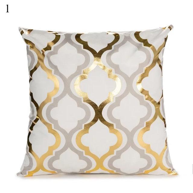 Beautiful Gold Print Pillow Cover Home Cotton Modern Decorative Pillowcase Gold Cushion Cases Decorative Cushions For Sofa Seat Covers Pillow Case Stevvex