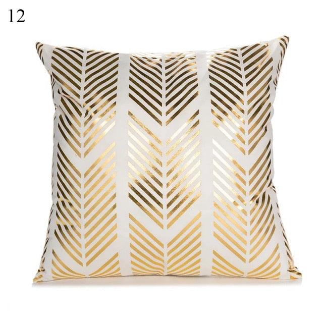 Beautiful Gold Print Pillow Cover Home Cotton Modern Decorative Pillowcase Gold Cushion Cases Decorative Cushions For Sofa Seat Covers Pillow Case Stevvex