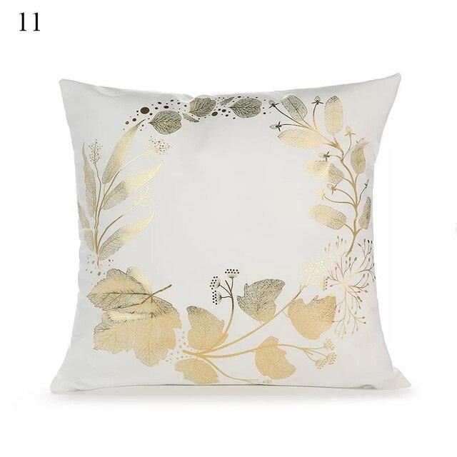 Beautiful Gold Print Pillow Cover Home Cotton Modern Decorative Pillowcase Gold Cushion Cases Decorative Cushions For Sofa Seat Covers Pillow Case Stevvex