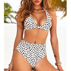 Beautiful Multicolored Women High Waist Bikini Swimwear Women Halter Push Up Bikini Set Swimsuit Women's Flower Print Bikini High Waist Beach Swimsuits Sporty Two Piece Bathing Suit Female Beach Wear Bathing Suit Stevvex