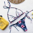 Beautiful Multicolored Women High Waist Bikini Swimwear Women Halter Push Up Bikini Set Swimsuit Women's Flower Print Bikini High Waist Beach Swimsuits Sporty Two Piece Bathing Suit Female Beach Wear Bathing Suit Stevvex