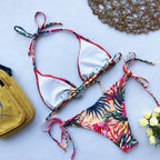 Beautiful Multicolored Women High Waist Bikini Swimwear Women Halter Push Up Bikini Set Swimsuit Women's Flower Print Bikini High Waist Beach Swimsuits Sporty Two Piece Bathing Suit Female Beach Wear Bathing Suit Stevvex