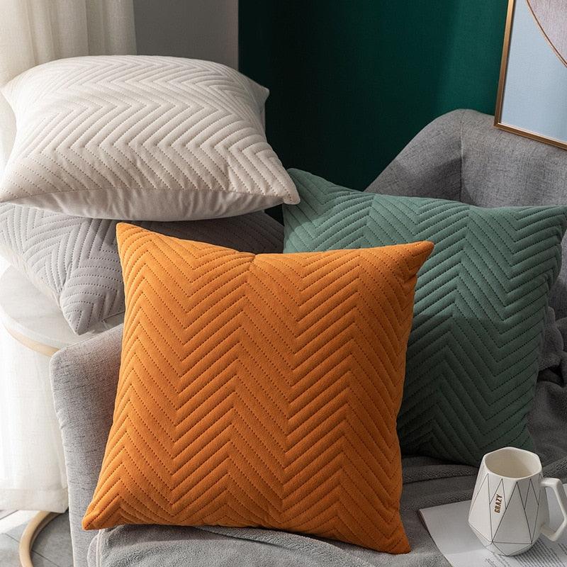 Beautiful Quilted Pillowcase Throw Pillow Covers Home Decor Velvet Square Throw Pillow Covers Decoration Pillow Cushion Sofa Living Room Simple Decorative Cushion Cover 45x45CM Stevvex