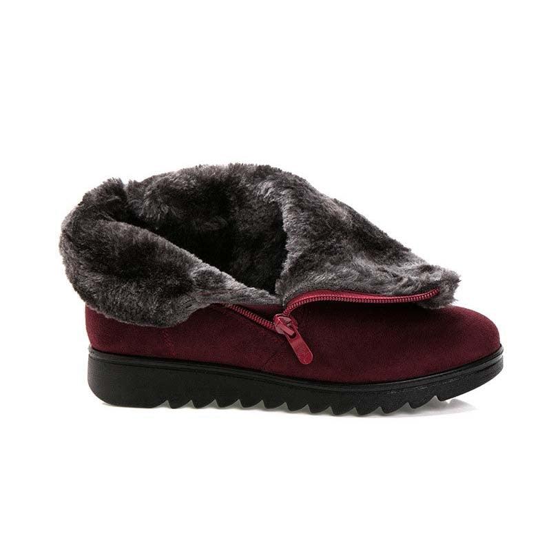 Beautiful Red Womens Ankle Boots New Fashion Waterproof Platform Winter Warm Snow Boots Outdoor Warm Mid-Calf Boot Non-Slip Water Resistant Winter Cold Weather Elegant Shoes Stevvex