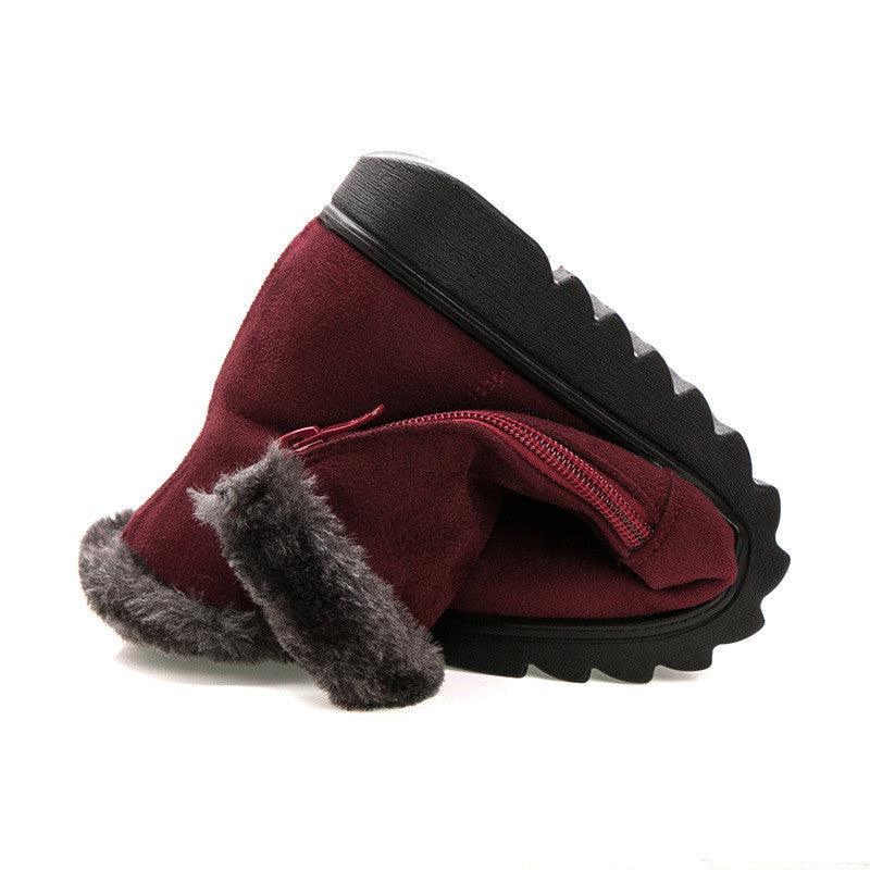 Beautiful Red Womens Ankle Boots New Fashion Waterproof Platform Winter Warm Snow Boots Outdoor Warm Mid-Calf Boot Non-Slip Water Resistant Winter Cold Weather Elegant Shoes Stevvex
