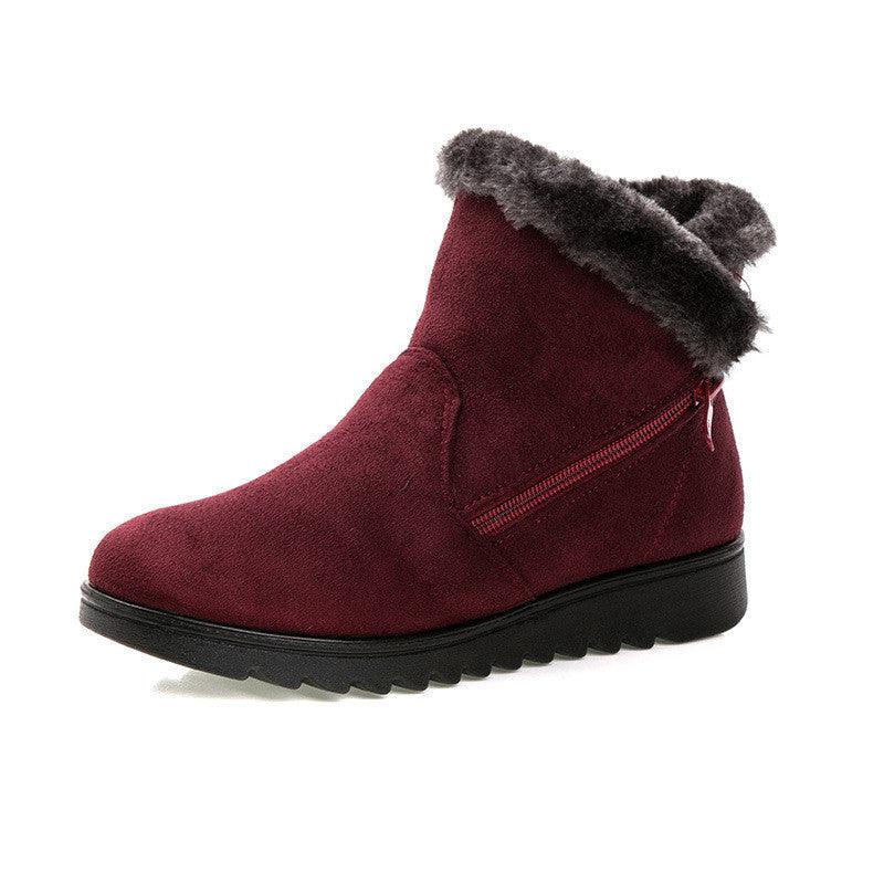 Beautiful Red Womens Ankle Boots New Fashion Waterproof Platform Winter Warm Snow Boots Outdoor Warm Mid-Calf Boot Non-Slip Water Resistant Winter Cold Weather Elegant Shoes Stevvex
