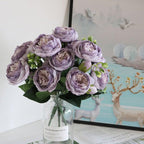 Beautiful Rose Peony Artificial Silk Eucalyptus Fake Flowers Small bouquet Flores Home Party Spring Wedding Decoration Artificial Silk Rose Flower Bouquet Lifelike Fake Rose for Wedding Home Party Decoration Event Gift Stevvex