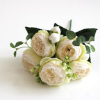 Beautiful Rose Peony Artificial Silk Eucalyptus Fake Flowers Small bouquet Flores Home Party Spring Wedding Decoration Artificial Silk Rose Flower Bouquet Lifelike Fake Rose for Wedding Home Party Decoration Event Gift Stevvex