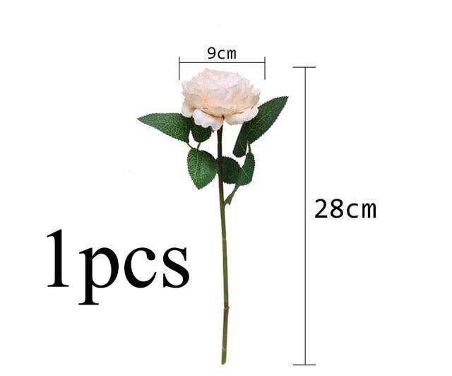 Beautiful Rose Peony Artificial Silk Eucalyptus Fake Flowers Small bouquet Flores Home Party Spring Wedding Decoration Artificial Silk Rose Flower Bouquet Lifelike Fake Rose for Wedding Home Party Decoration Event Gift Stevvex