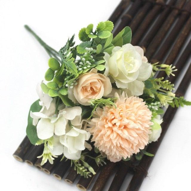 Beautiful Silk Hydrangeas Artificial Wedding Flowers For Bride Hand Silk Blooming Peony Fake Flowers Home Decoration Stevvex