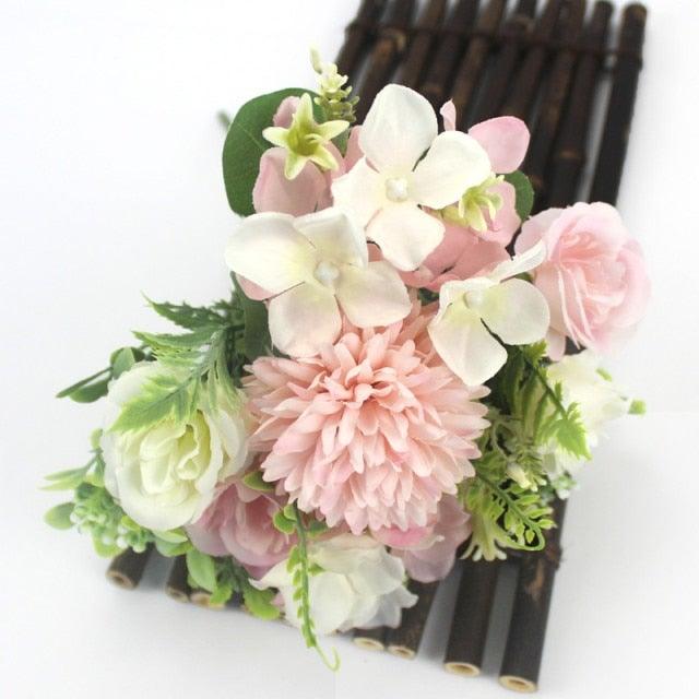 Beautiful Silk Hydrangeas Artificial Wedding Flowers For Bride Hand Silk Blooming Peony Fake Flowers Home Decoration Stevvex